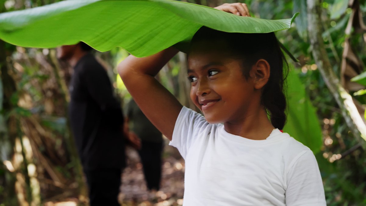 Girl with leaf on her head