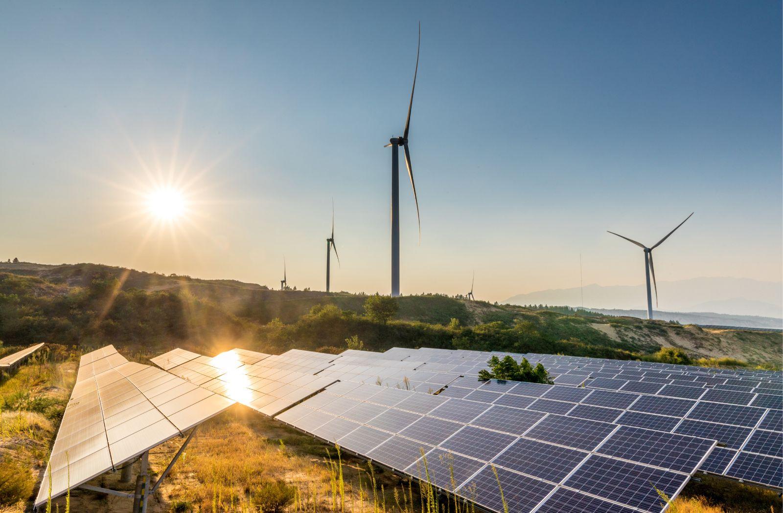 Solar panels and windmills
